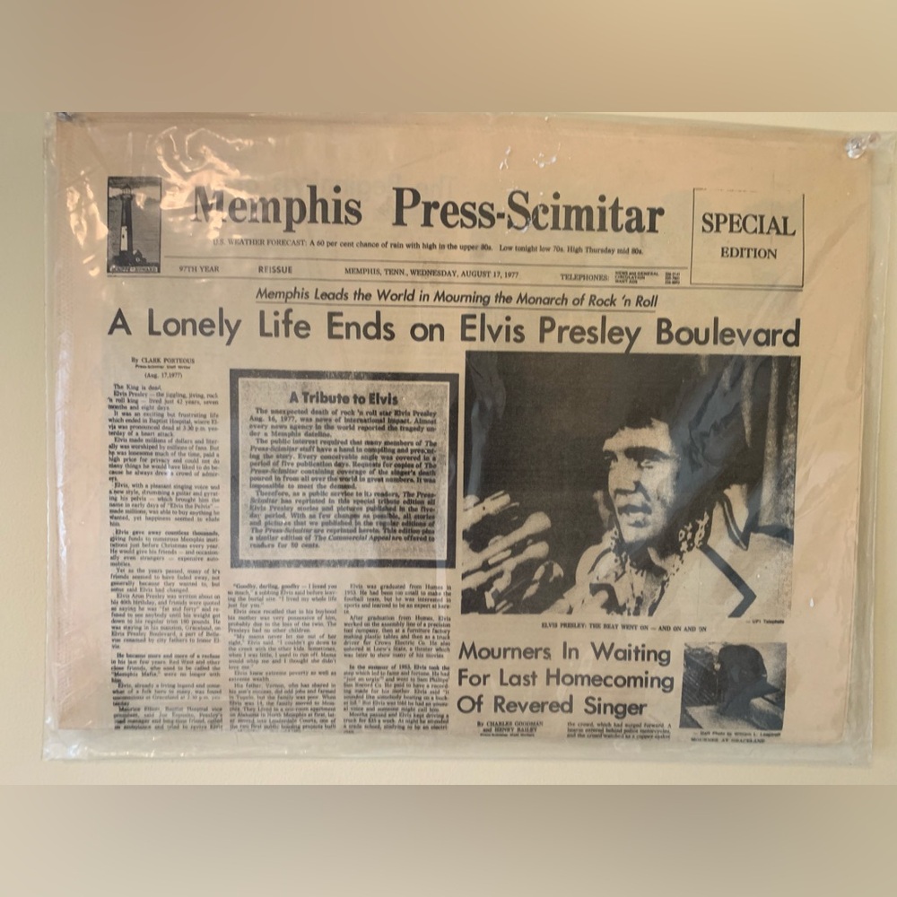 Vintage Elvis Newspaper